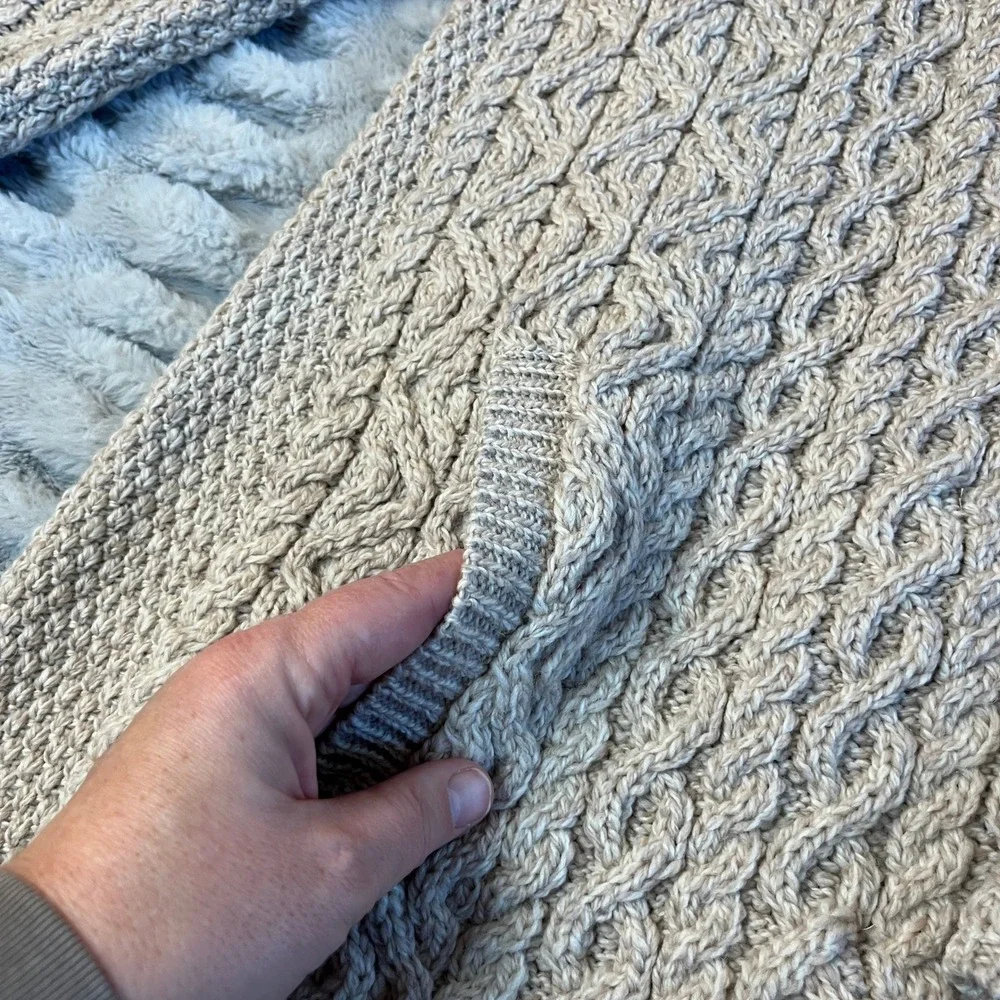 Aran Knit‎ Asymmetrical Zip Cardigan Ivory/Beige/Natural - Picture 6 of 12